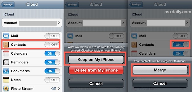 merge iphone contacts from icloud