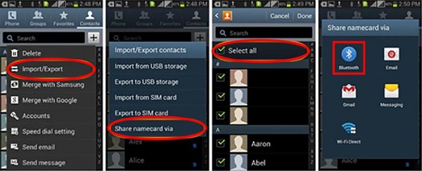 android contacts to android with bluetooth