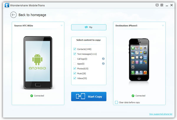sync data from phone to phone