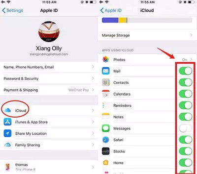 sync iphone data to ipad with icloud