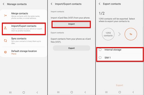 android contacts to android with vcf file
