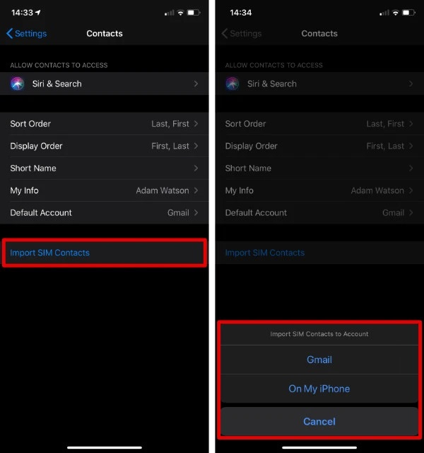 import contacts to iPhone via sim card