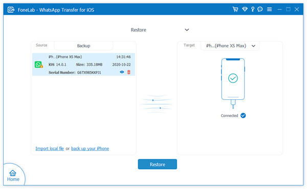 load and restore backup to iphone