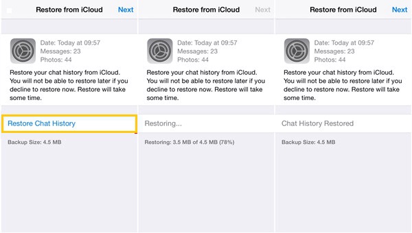 restore whatsapp backup to new iphone